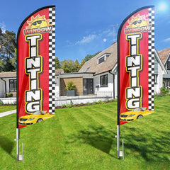 Window Tint Signs - FSFLAG Window Tinting Swooper Flag Feather Flag Pole Kit - FSFlag