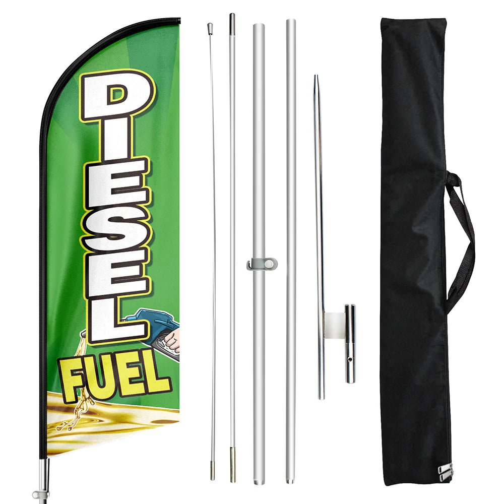 Diesel Fuel Sign - FSFLAG Diesel Fuel Swooper Flag Feather Flag Pole Kit - FSFlag