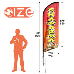 Shawarma Sign - 11ft Shawarma Swooper Flag Feather Flag Pole Kit - FSFlag