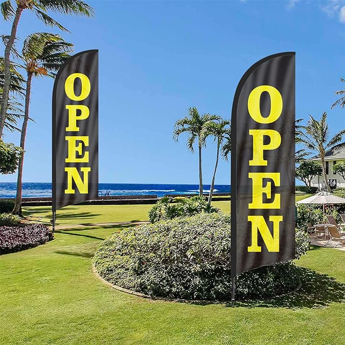 FSFLAG 8FT Open Flag Sign - open flag with pole and ground stake - FSFlag