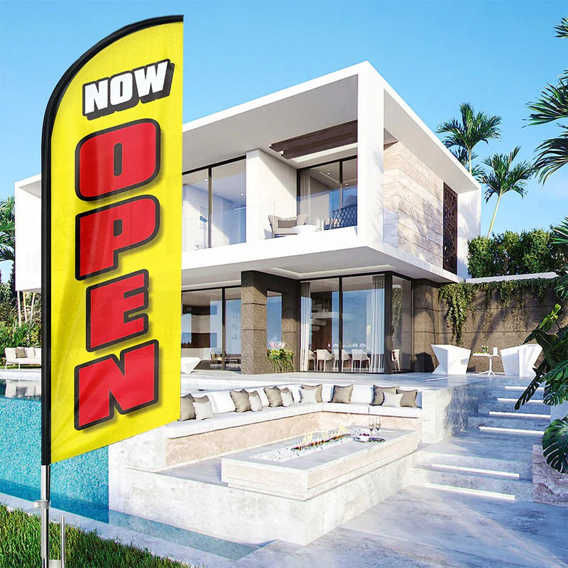 FSFLAG Now Open Swooper Flag Feather Flag Pole Kit - FSFlag