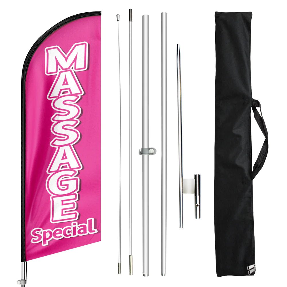 Massage Sign - 11ft Massage Special Swooper Flag Feather Flag Pole Kit - FSFlag