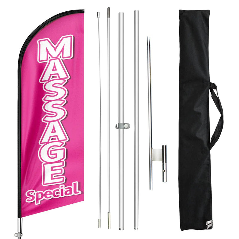 Massage Sign - 11ft Massage Special Swooper Flag Feather Flag Pole Kit - FSFlag