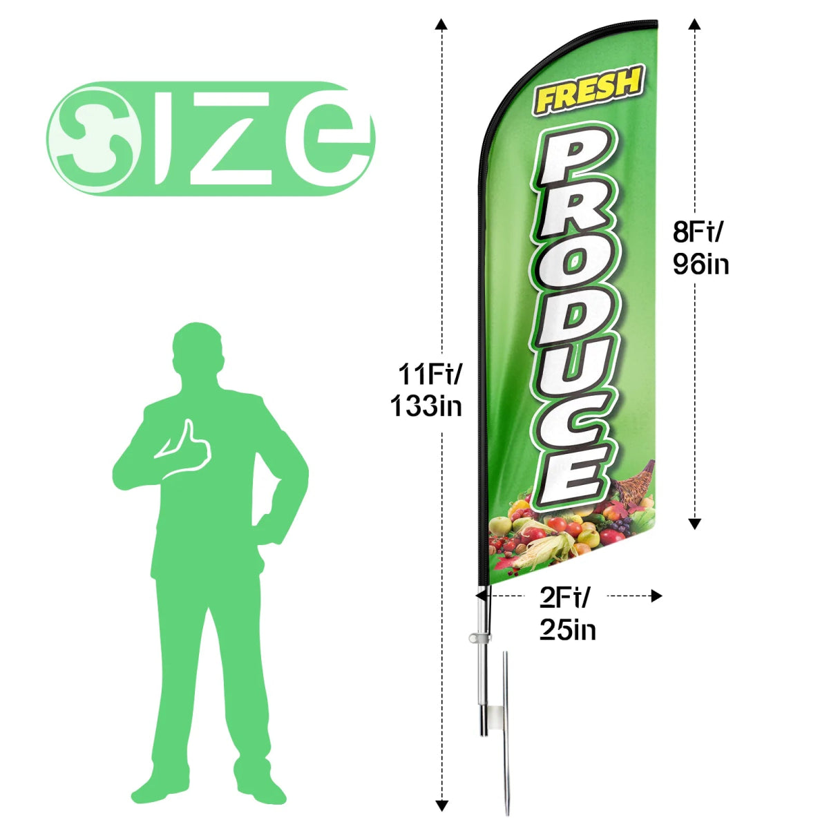Agriculture Flags - FSFLAG Fresh Produce Swooper Flag Feather Flag Pole Kit - FSFlag