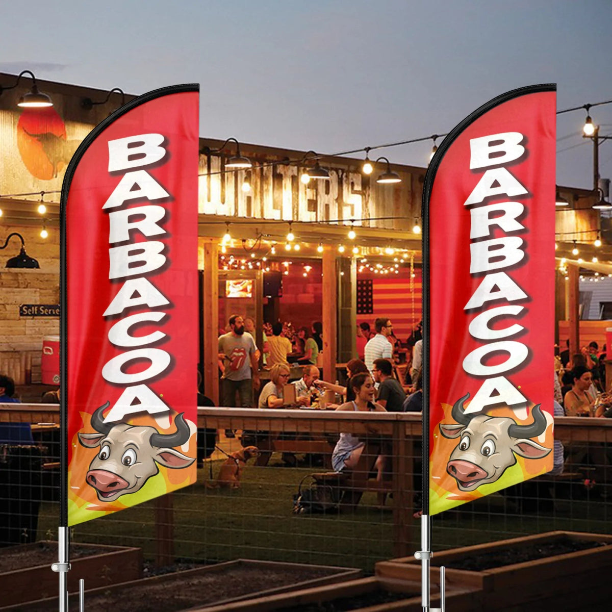 Mexican Restaurant Banner - FSFLAG Barbacoa Swooper Flag Feather Flag Pole Kit - FSFlag