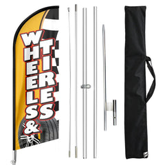 Tire Shop Signs - 11ft Wheels Tires Swooper Flag Feather Flag Pole Kit - FSFlag