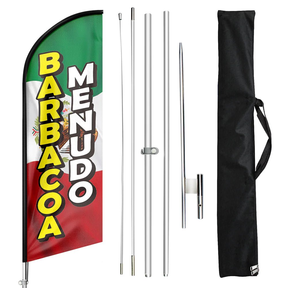 Mexican Restaurant Banner - FSFLAG Barbacoa Menudo Swooper Flag Feather Flag Pole Kit - FSFlag