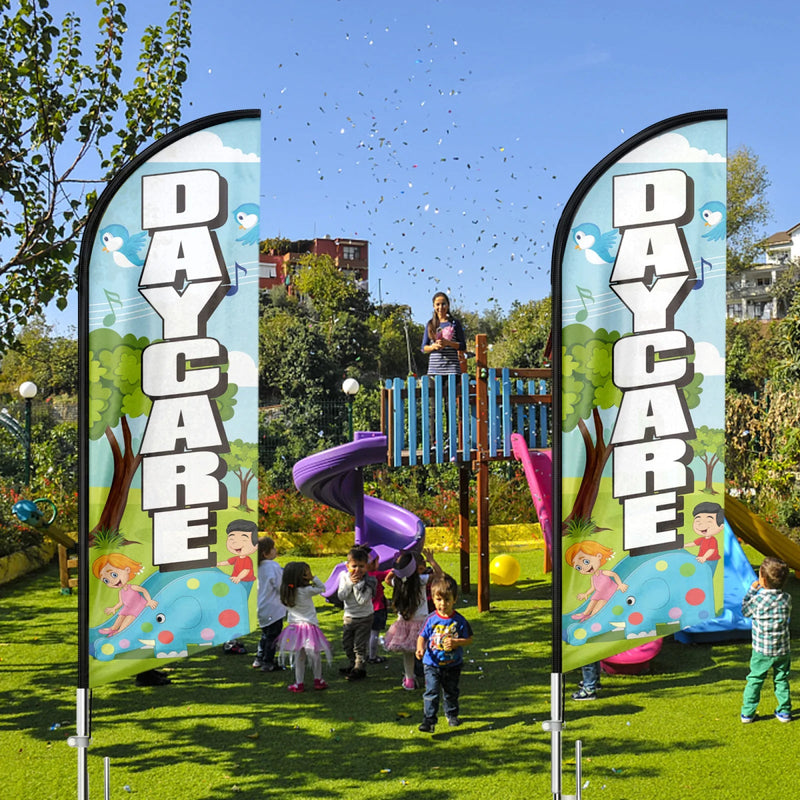 Day Care Sign - 11ft Day Care Swooper Flag Feather Flag Pole Kit - FSFlag