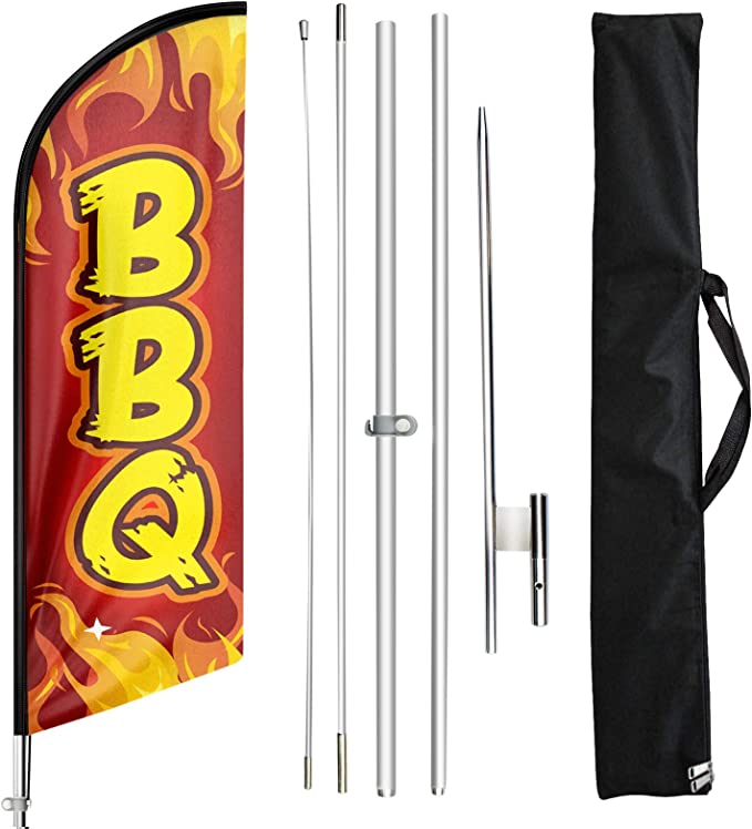 BBQ Flags - 11ft BBQ Swooper Flag Feather Flag Pole Kit - FSFlag