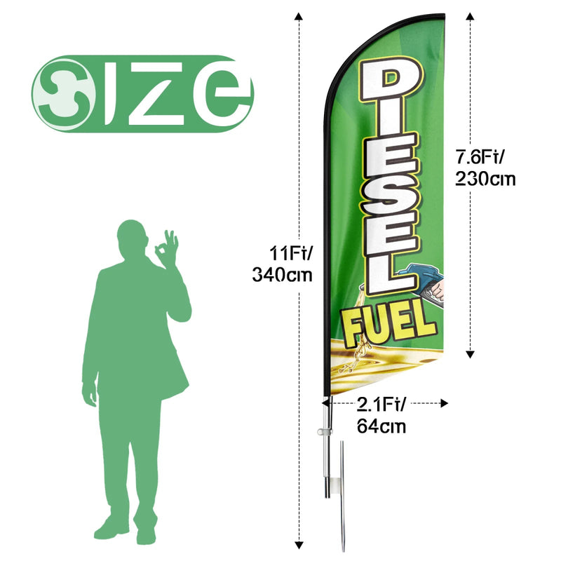 Diesel Fuel Sign - FSFLAG Diesel Fuel Swooper Flag Feather Flag Pole Kit - FSFlag