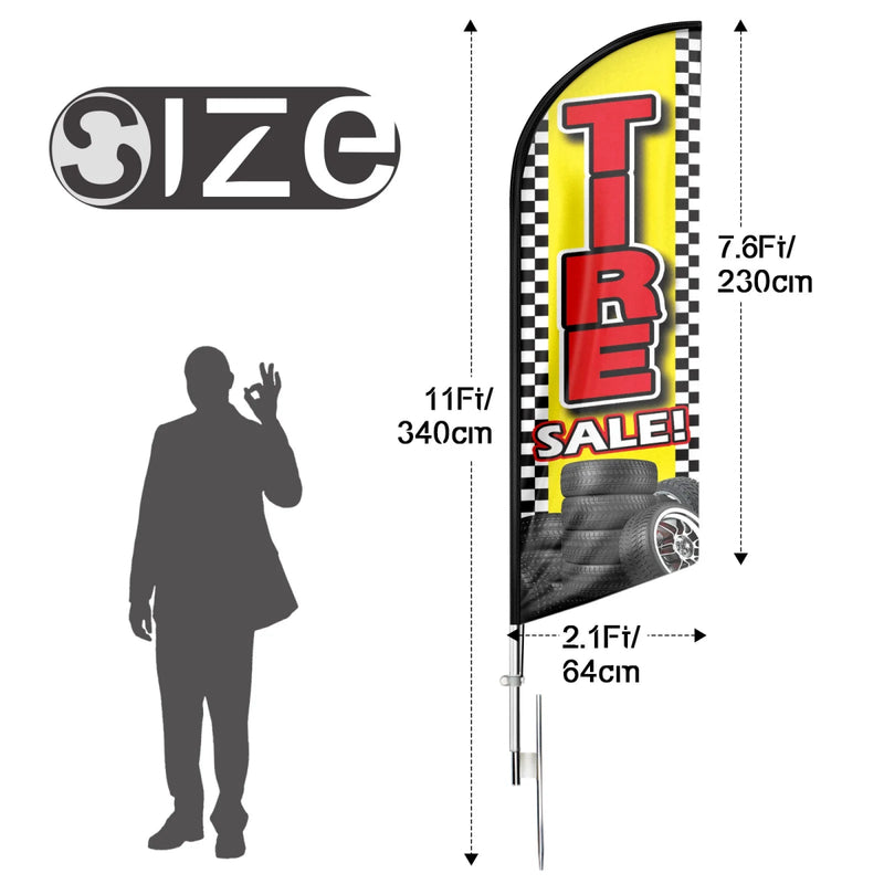 Tire Shop Signs - 11ft Tire Sale Swooper Flag Feather Flag Pole Kit - FSFlag