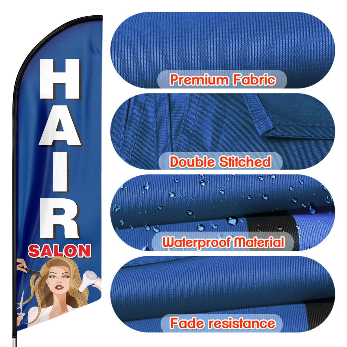Signs For Hair Salons - FSFLAG Hair Salon Swooper Flag Feather Flag Pole Kit - FSFlag