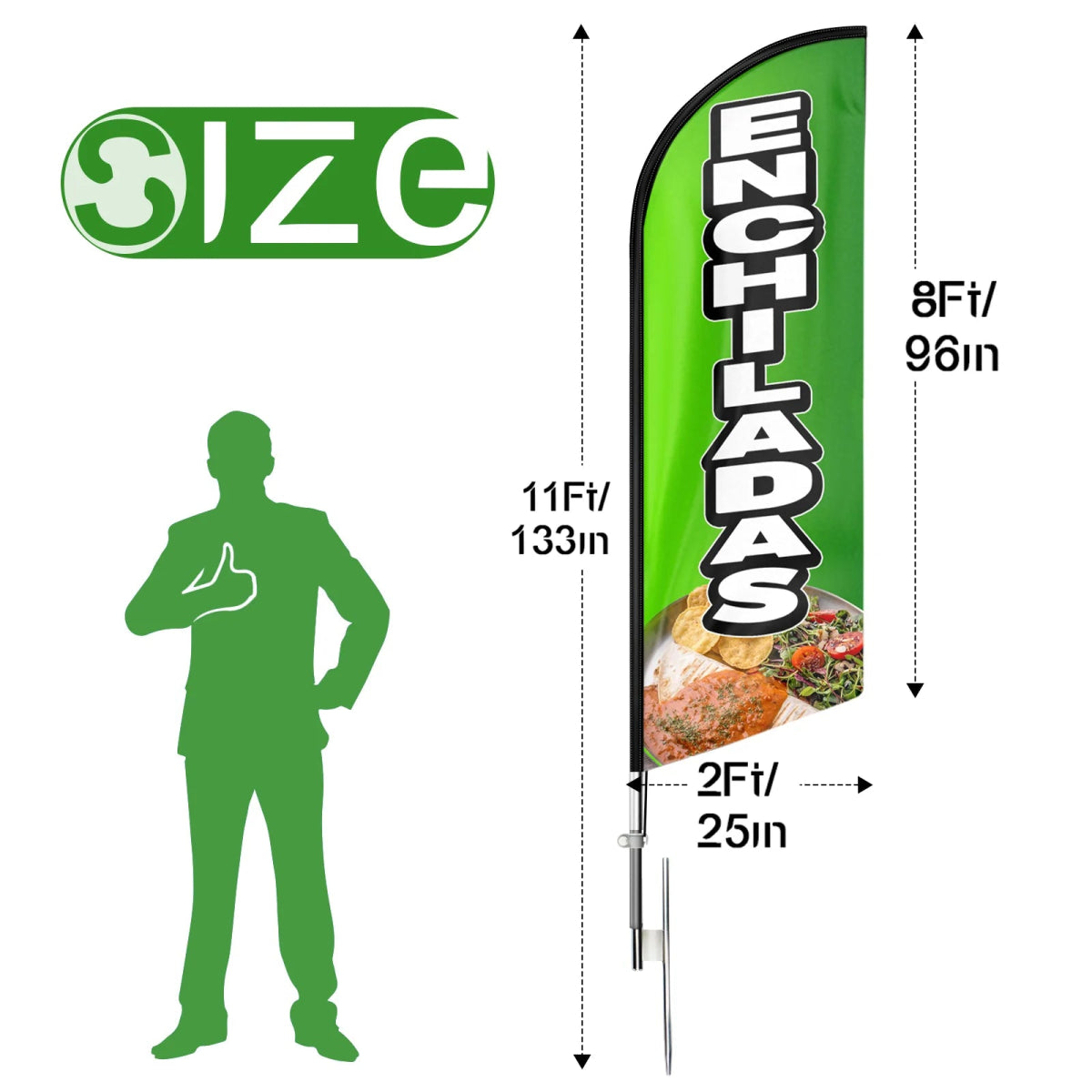 Mexican Restaurant Banner - FSFLAG Enchiladas Swooper Flag Feather Flag Pole Kit - FSFlag