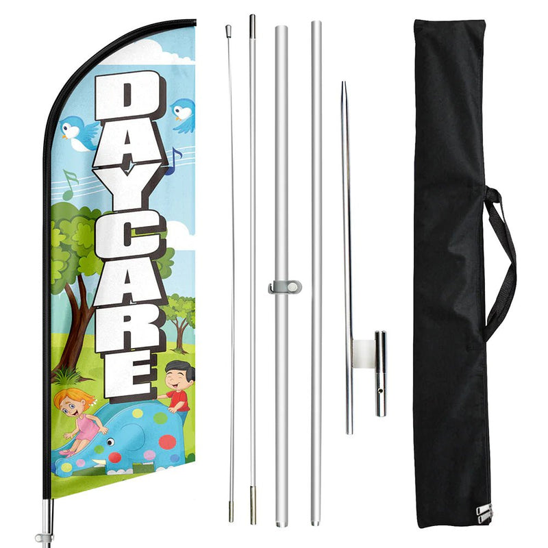 Day Care Sign - 11ft Day Care Swooper Flag Feather Flag Pole Kit - FSFlag