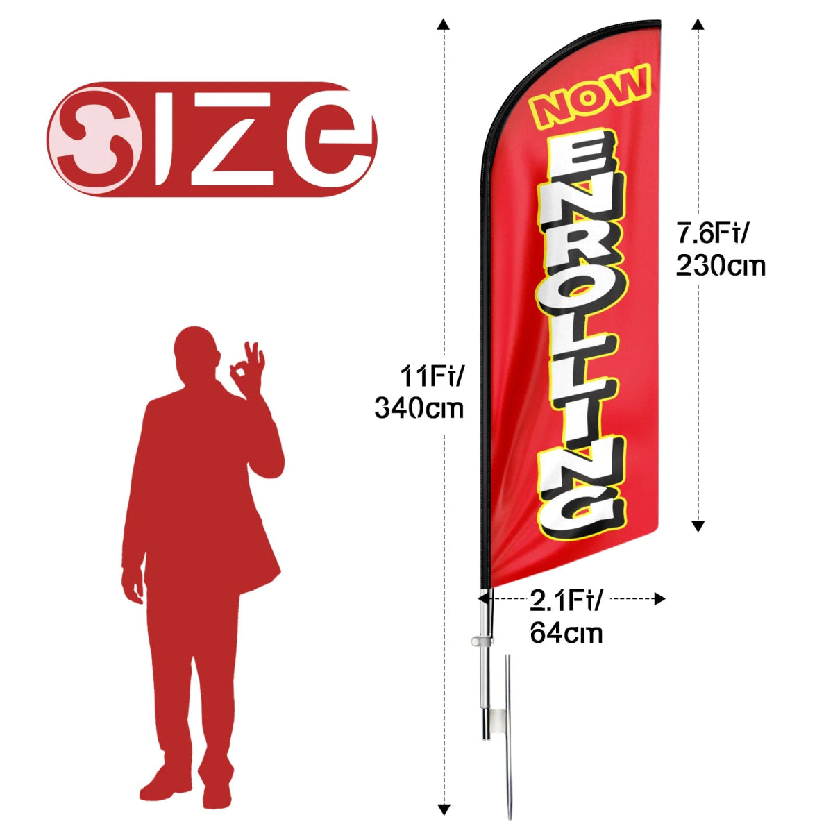 Now Enrolling Sign - FSFLAG Now Enrolling Swooper Flag Feather Flag Pole Kit - FSFlag