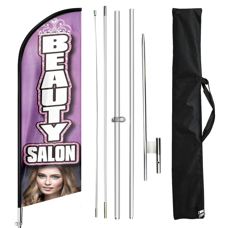 Beauty Salon Signs - 11ft Beauty Salon Swooper Flag Feather Flag Pole Kit - FSFlag