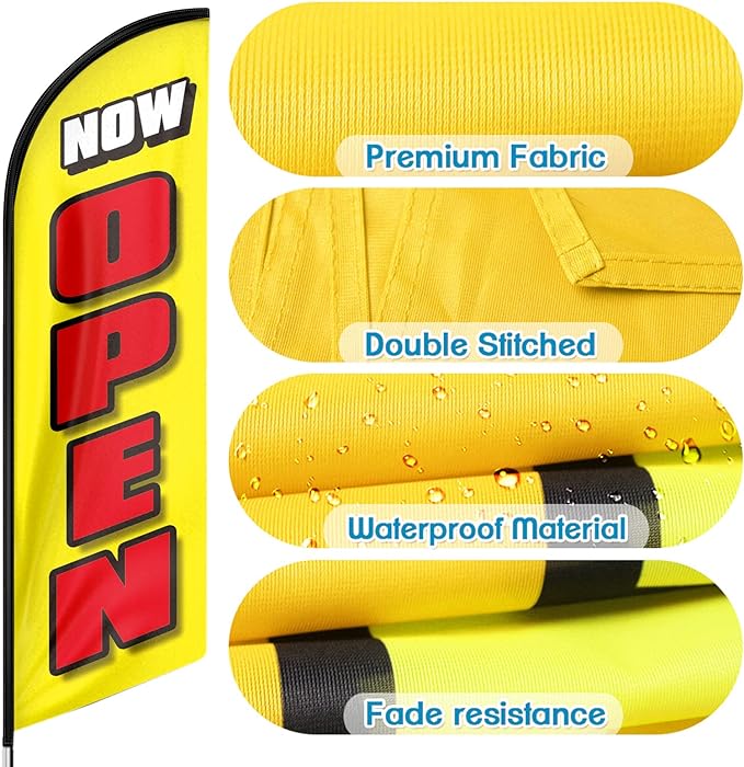 FSFLAG 11Ft Now Open Feather Flags for Business - Feather Flag Pole Kit - FSFlag