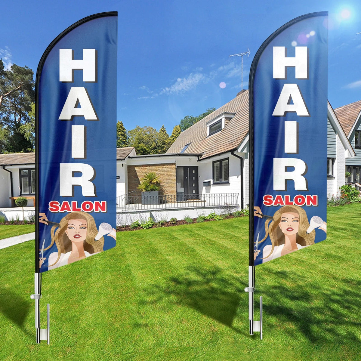 Signs For Hair Salons - FSFLAG Hair Salon Swooper Flag Feather Flag Pole Kit - FSFlag