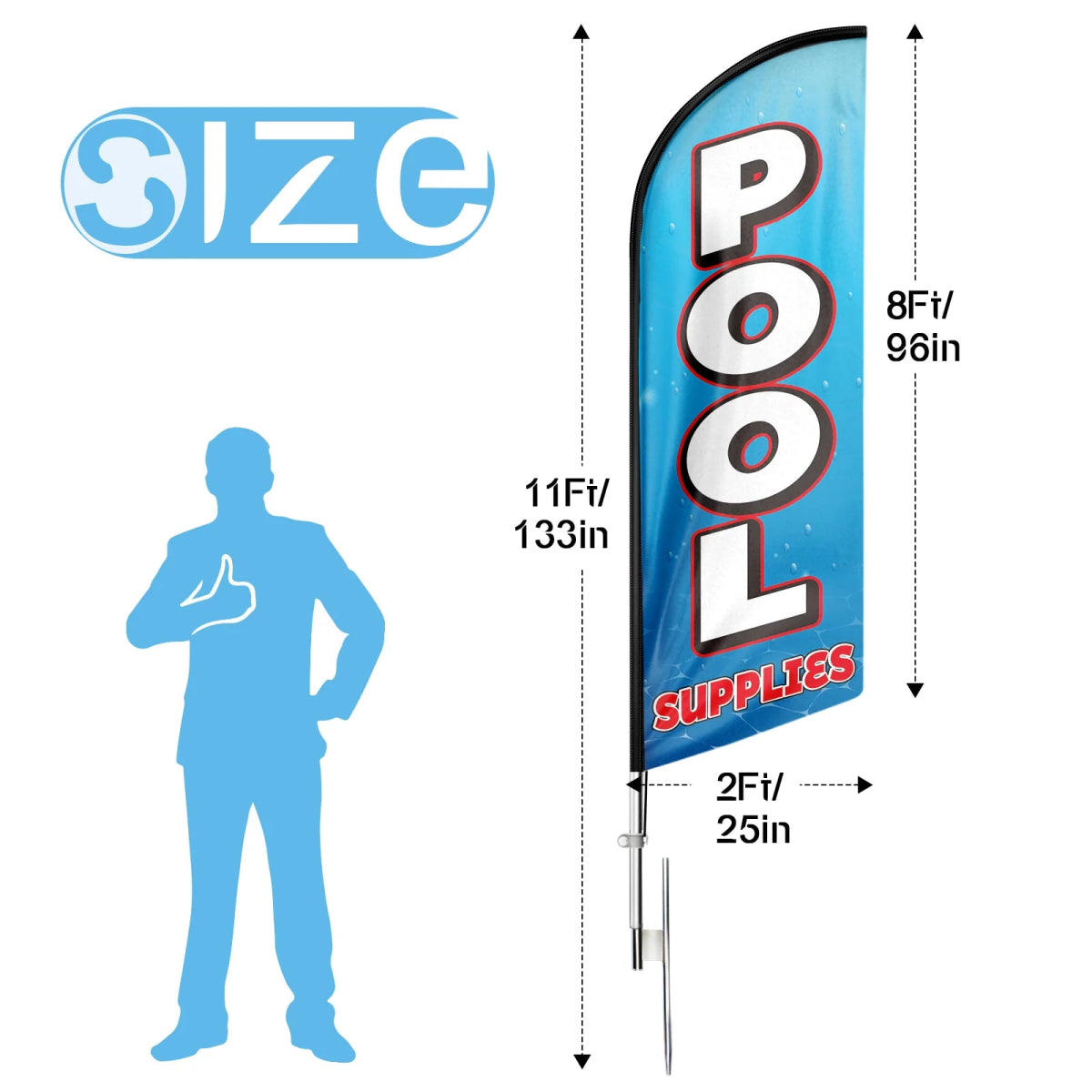 FSFLAG Pool Supplies Swooper Flag Feather Flag Pole Kit - FSFlag