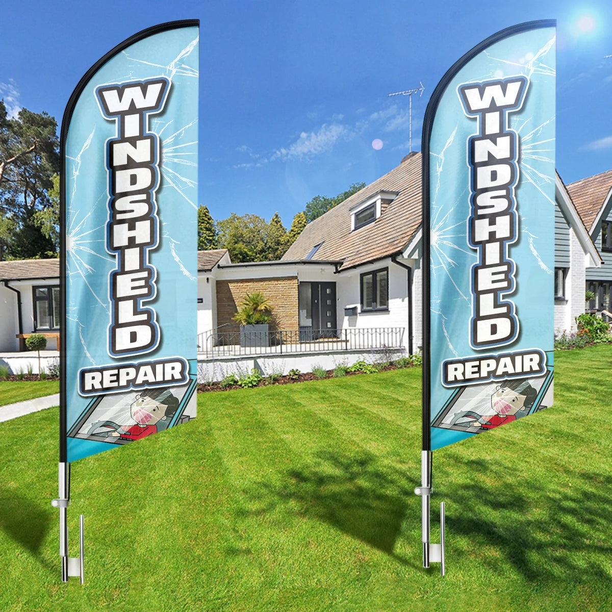 FSFLAG Windeshield Repair Swooper Flag Feather Flag Pole Kit - FSFlag