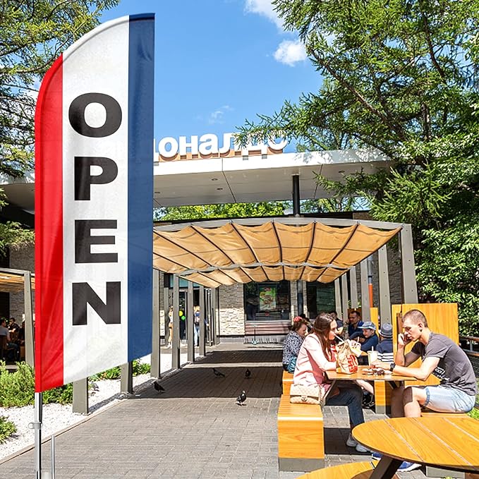 FSFLAG 11Ft Open Flags for Business - feather flag pole kit - FSFlag