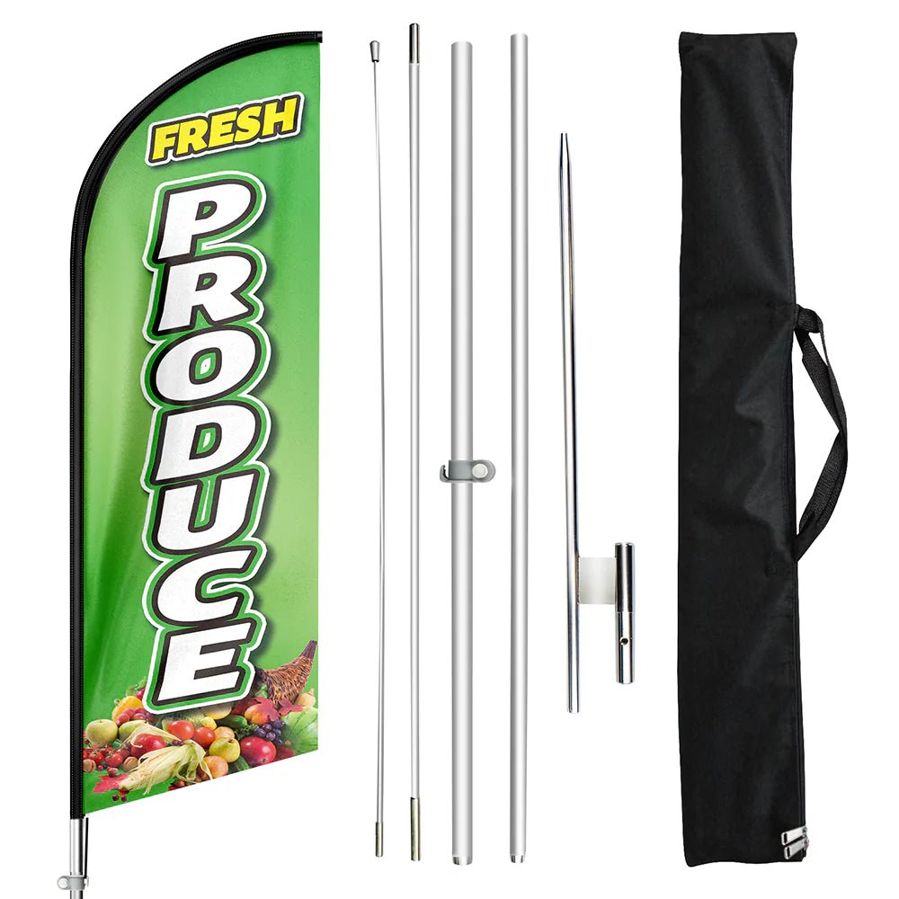 Agriculture Flags - FSFLAG Fresh Produce Swooper Flag Feather Flag Pole Kit - FSFlag