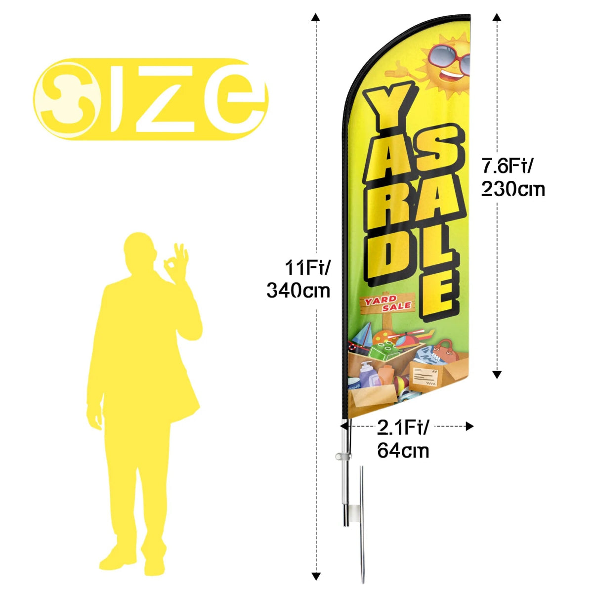 Yard Sale Signs - 11ft Yard Sale Swooper Flag Feather Flag Pole Kit - FSFlag
