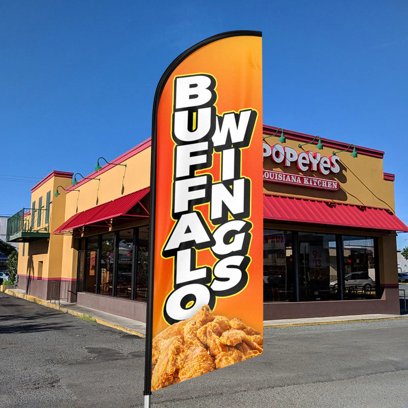 Buffalo Wings Sign - 11ft Buffalo Wings Swooper Flag Feather Flag Pole Kit - FSFlag
