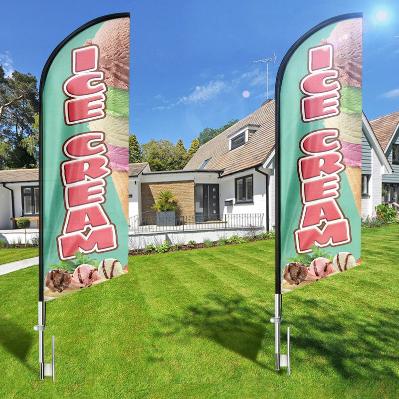 Ice Cream Flag - 11ft Ice Cream Swooper Flag Feather Flag Pole Kit - FSFlag
