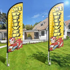 FSFLAG We Deliver Swooper Flag Feather Flag Pole Kit - FSFlag