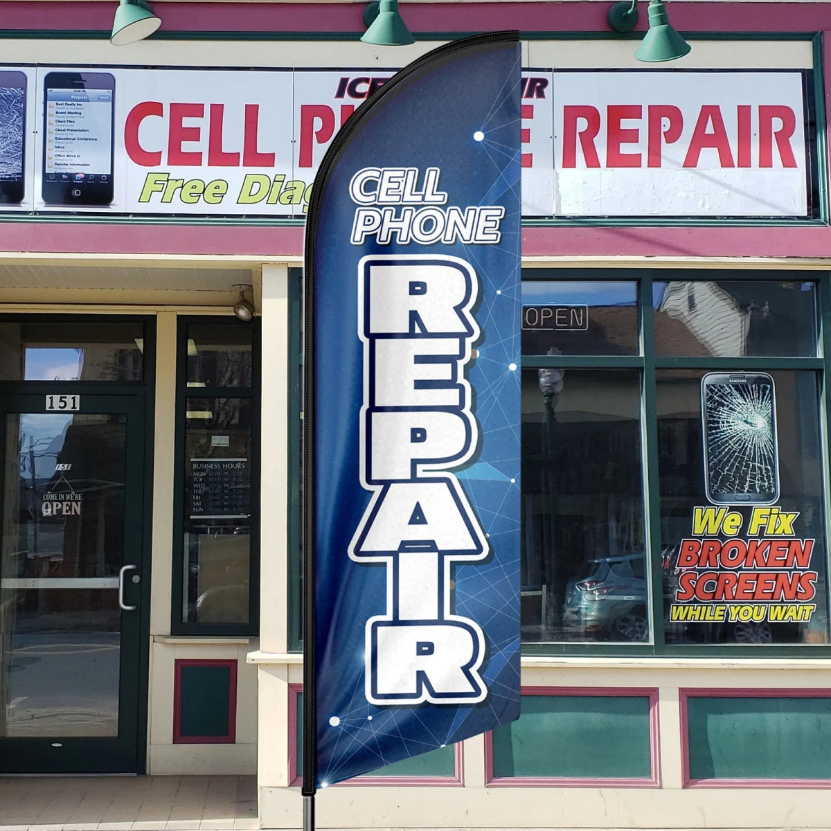 FSFLAG Cell Phone Repair Swooper Flag Feather Flag Pole Kit - FSFlag