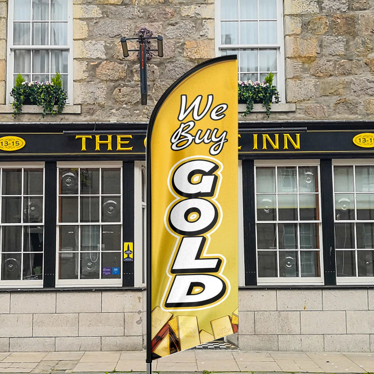 We Buy Gold Sign - 11ft We Buy Gold Swooper Flag Feather Flag Pole Kit - FSFlag
