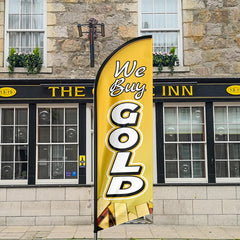 We Buy Gold Sign - 11ft We Buy Gold Swooper Flag Feather Flag Pole Kit - FSFlag