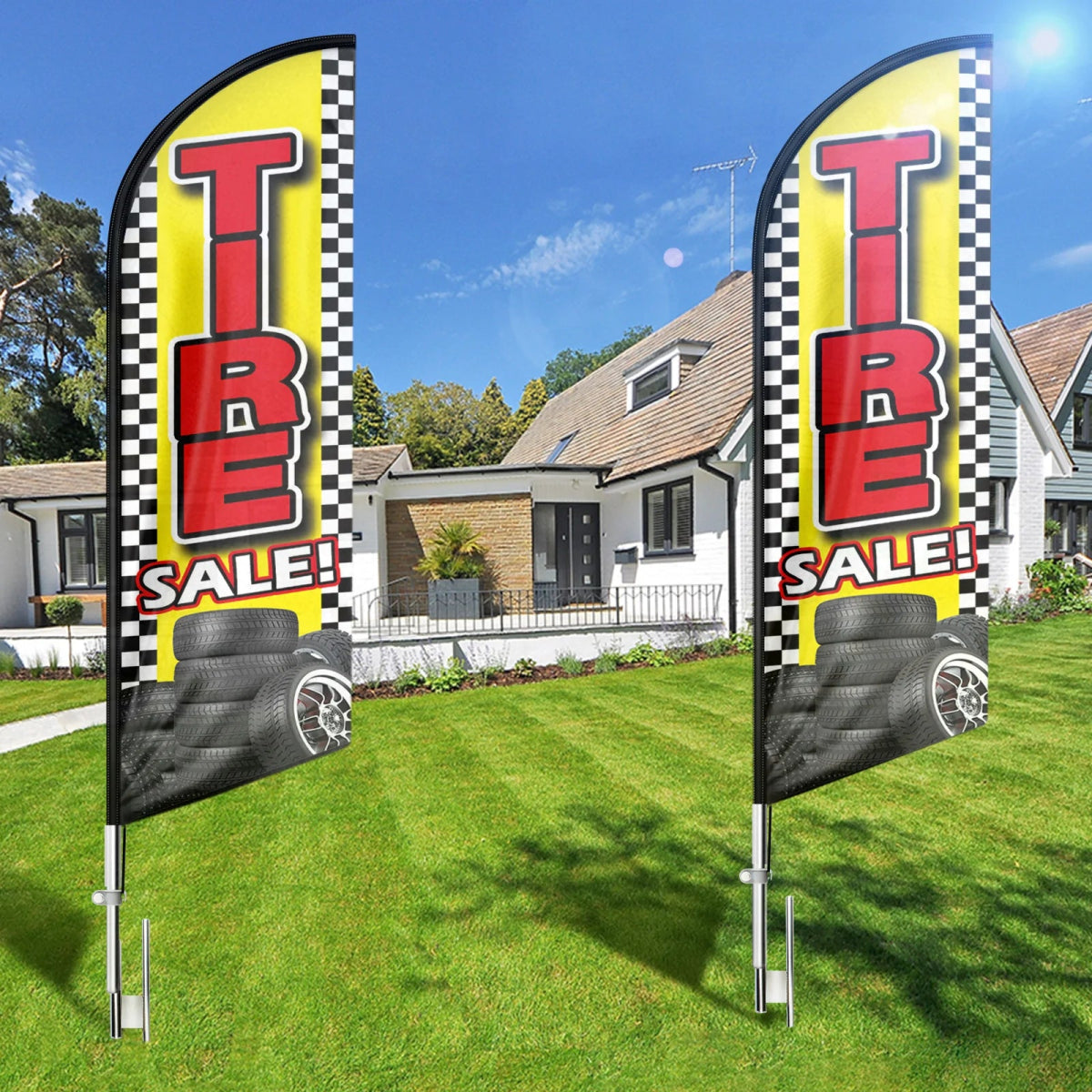 Tire Shop Signs - 11ft Tire Sale Swooper Flag Feather Flag Pole Kit - FSFlag