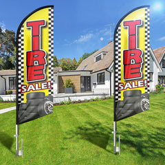 Tire Shop Signs - 11ft Tire Sale Swooper Flag Feather Flag Pole Kit - FSFlag