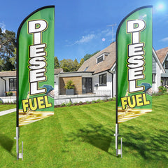 Diesel Fuel Sign - FSFLAG Diesel Fuel Swooper Flag Feather Flag Pole Kit - FSFlag