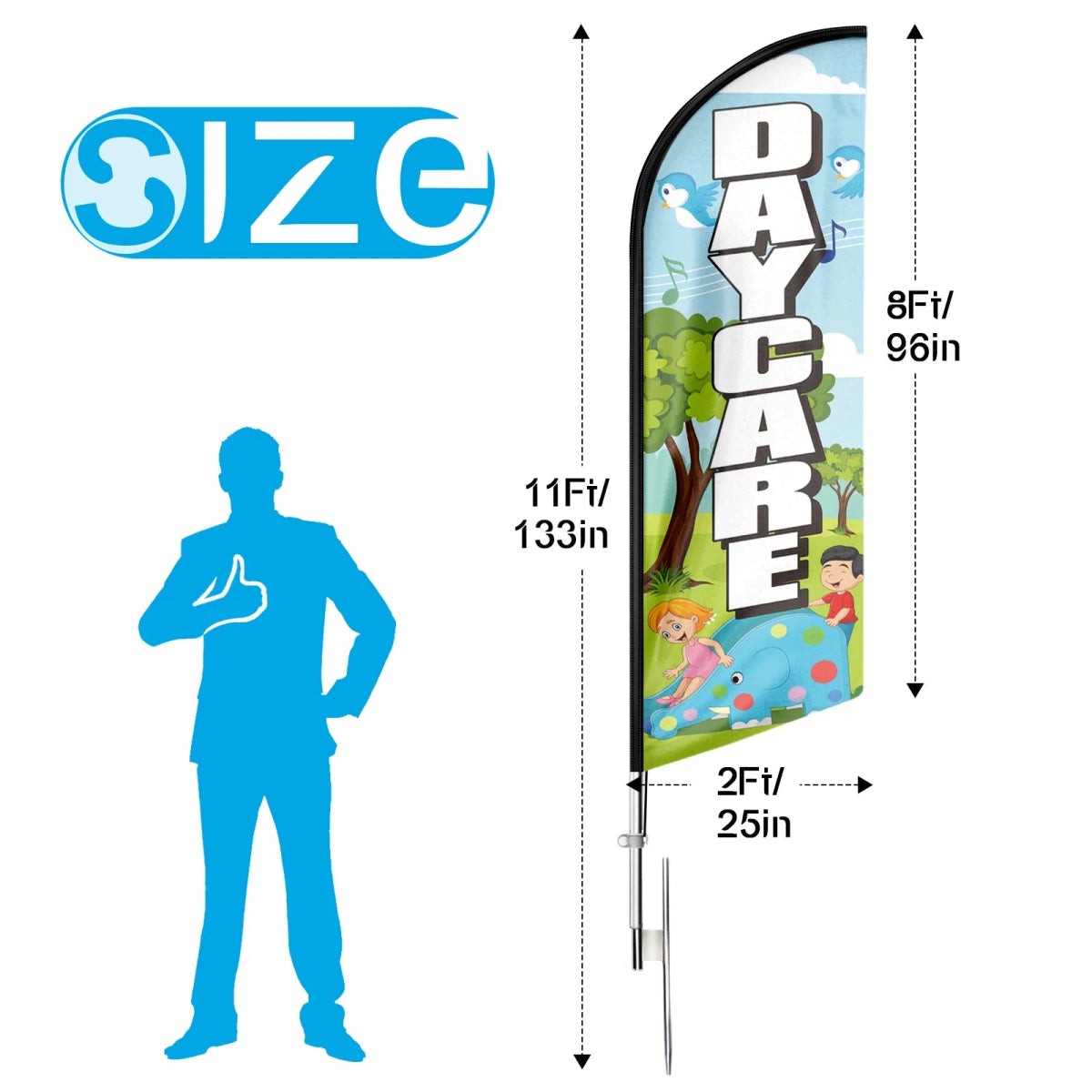 Day Care Sign - 11ft Day Care Swooper Flag Feather Flag Pole Kit - FSFlag