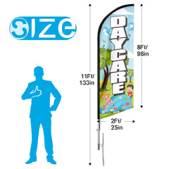 Day Care Sign - 11ft Day Care Swooper Flag Feather Flag Pole Kit - FSFlag