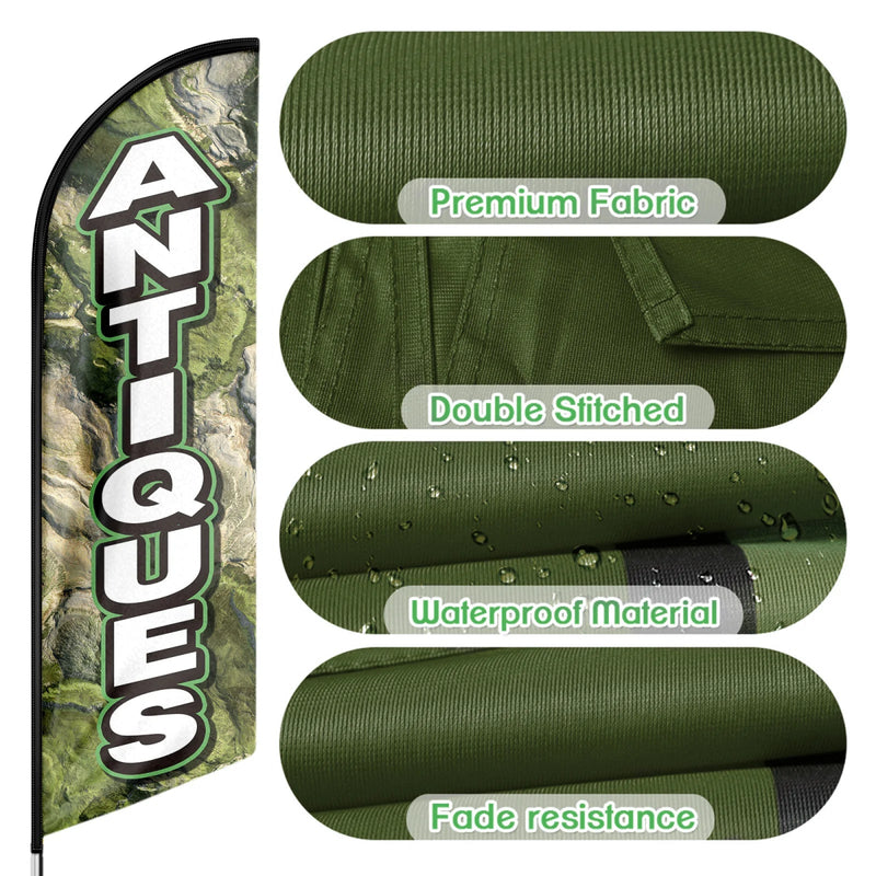 Antique Store Signs - 11ft Antiques Swooper Flag Feather Flag Pole Kit - FSFlag