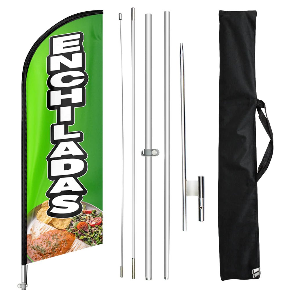 Mexican Restaurant Banner - FSFLAG Enchiladas Swooper Flag Feather Flag Pole Kit - FSFlag