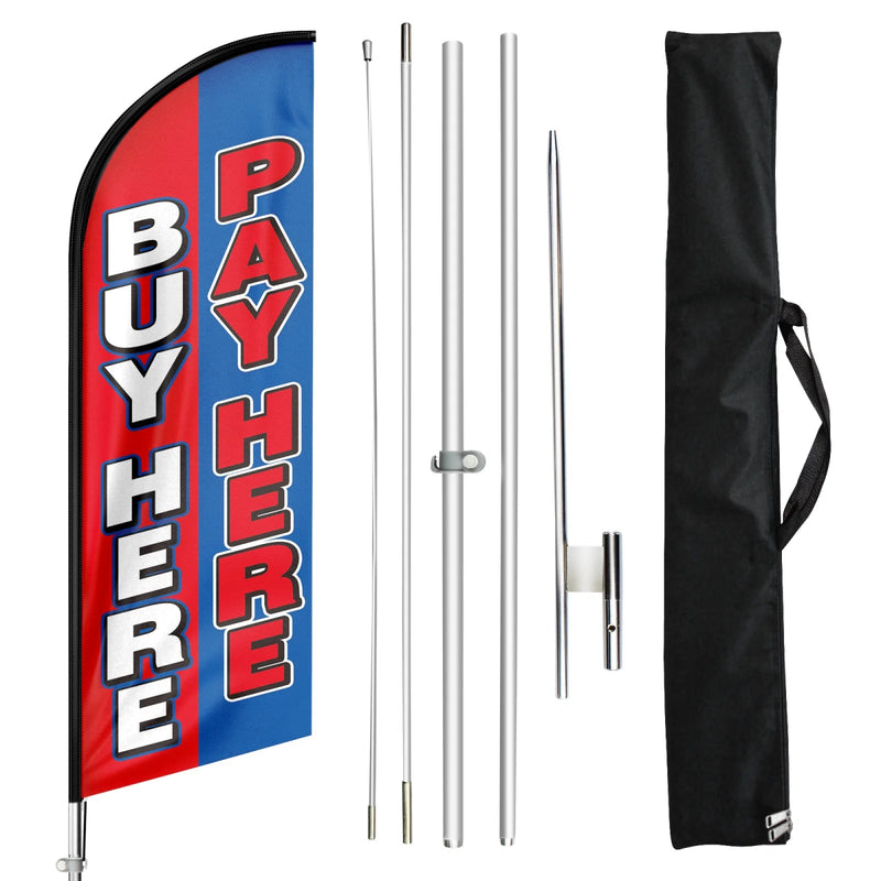 FSFLAG Buy Here Pay Here Swooper Flag Feather Flag Pole Kit - FSFlag