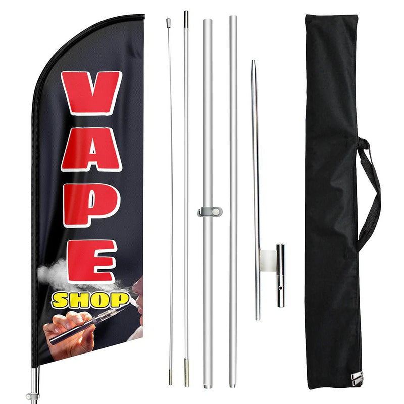 Vape Shop Signs - 11ft Vape Shop Swooper Flag Feather Flag Pole Kit - FSFlag