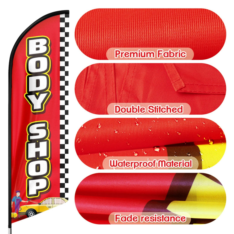 Auto Body Shop Signs - 11ft Body Shop Swooper Flag Feather Flag Pole Kit - FSFlag