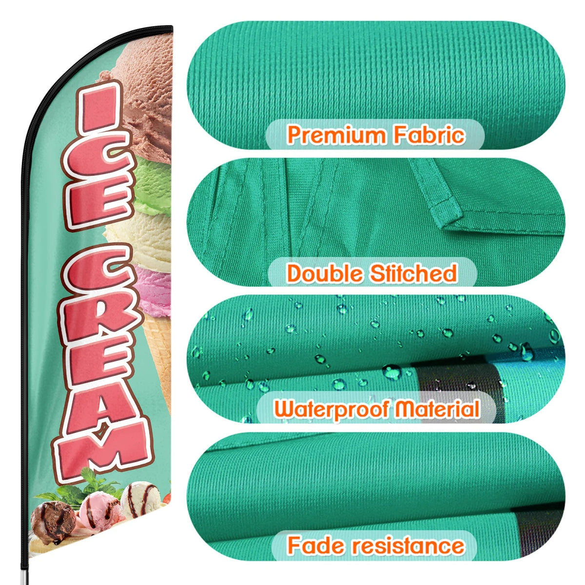 Ice Cream Flag - 11ft Ice Cream Swooper Flag Feather Flag Pole Kit - FSFlag