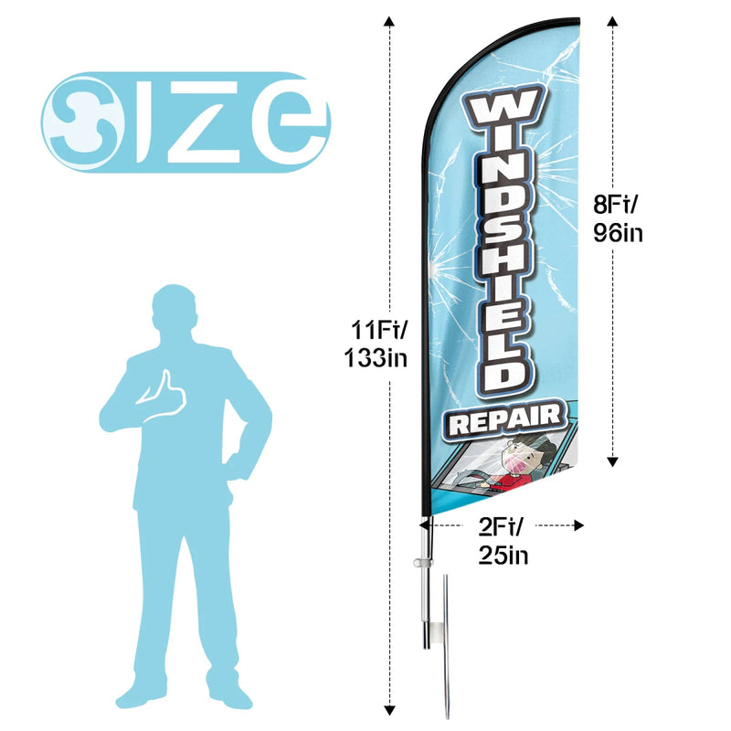 FSFLAG Windeshield Repair Swooper Flag Feather Flag Pole Kit - FSFlag