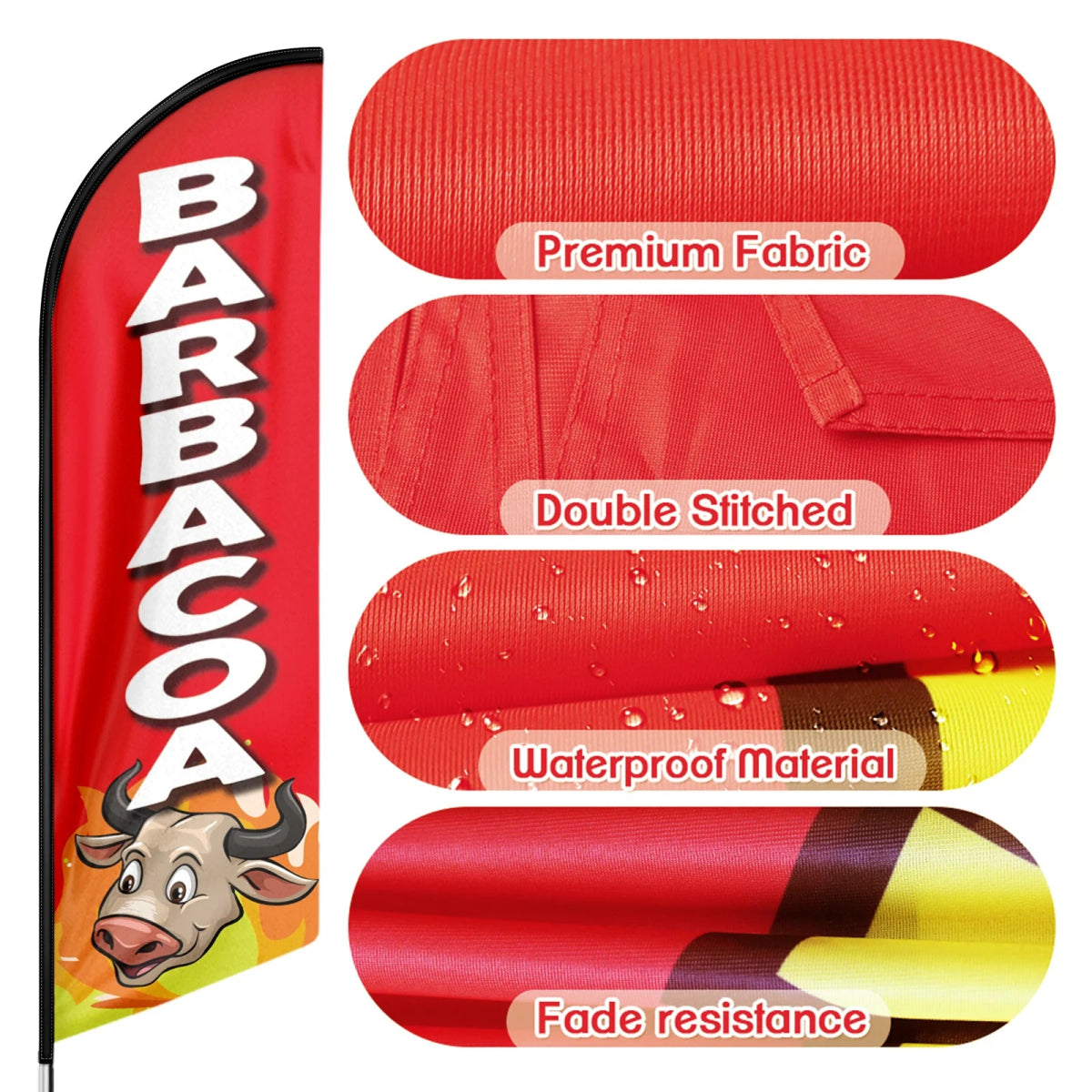 Mexican Restaurant Banner - FSFLAG Barbacoa Swooper Flag Feather Flag Pole Kit - FSFlag