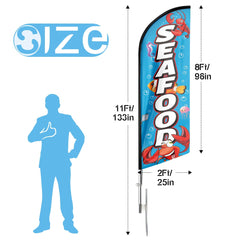 Seafood Sign - FSFLAG Seafood Swooper Flag Feather Flag Pole Kit - FSFlag