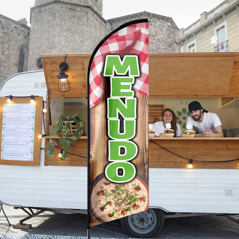Mexican Restaurant Banner - 11ft Menudo Swooper Flag Feather Flag Pole Kit - FSFlag