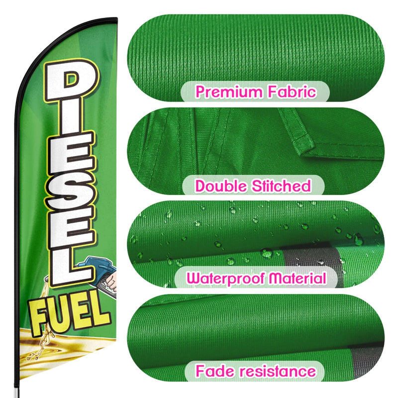 Diesel Fuel Sign - FSFLAG Diesel Fuel Swooper Flag Feather Flag Pole Kit - FSFlag