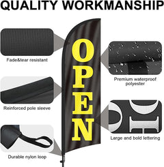FSFLAG 8FT Open Flag Sign - open flag with pole and ground stake - FSFlag